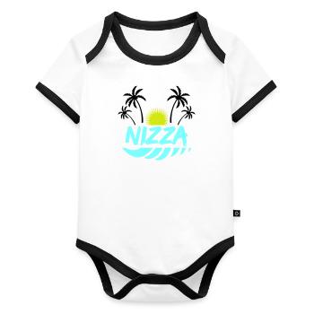 Nice - Organic Baby Contrasting Bodysuit - white/black  - Front