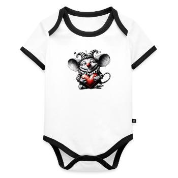 Coeur de souris - Body Bébé bio contrasté manches courtes - blanc/noir  - Devant
