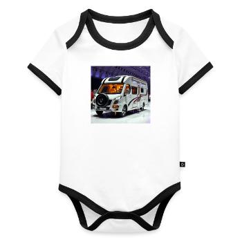 Caravane de luxe - Body Bébé bio contrasté manches courtes - blanc/noir  - Devant