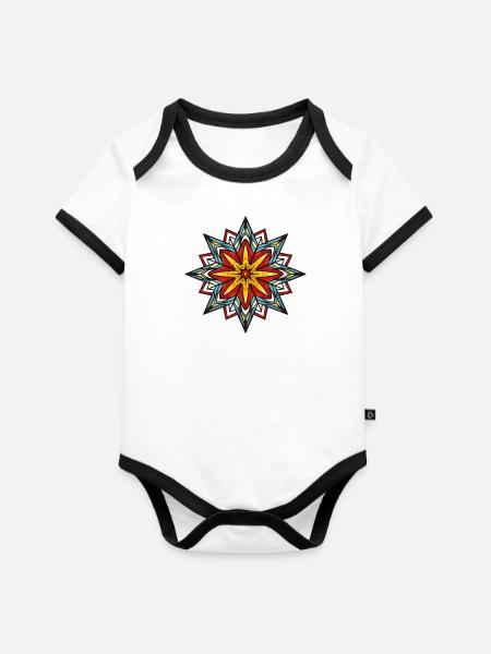 Frost Eiskristall - Baby Bio-Kurzarm-Kontrastbody - Weiß/Schwarz