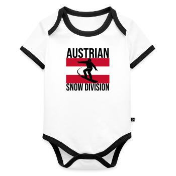 Austrian Snow Division Snowboard Tee - Baby Bio-Kurzarm-Kontrastbody - Weiß/Schwarz  - Vorne