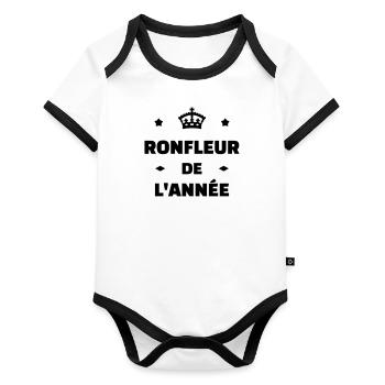 Ronfler / Ronfleur / Ronfleuse / Ronflement - Body Bébé bio contrasté manches courtes - blanc/noir  - Devant