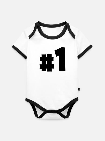 Top 1 - Baby Bio-Kurzarm-Kontrastbody - Weiß/Schwarz