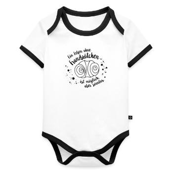 Ein Leben ohne Franzbrötchen … - Baby Bio-Kurzarm-Kontrastbody - Weiß/Schwarz  - Vorne