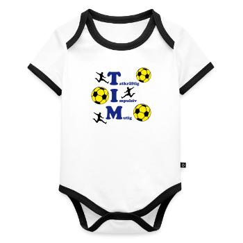 Tim - Baby Bio-Kurzarm-Kontrastbody - Weiß/Schwarz  - Vorne