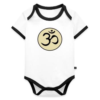 Om - Baby Bio-Kurzarm-Kontrastbody - Weiß/Schwarz  - Vorne