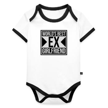 worlds best ex girlfriend - Baby Bio-Kurzarm-Kontrastbody - Weiß/Schwarz  - Vorne