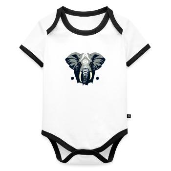 Little Elephant Cartoon Cute Love Adventure 8 - Organic Baby Contrasting Bodysuit - white/black  - Front
