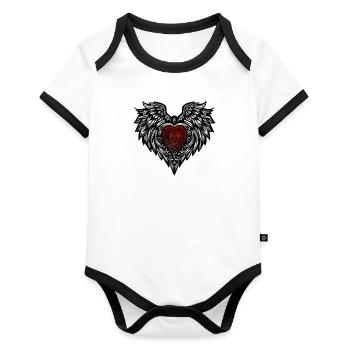 coeur aile d'ange - Body Bébé bio contrasté manches courtes - blanc/noir  - Devant