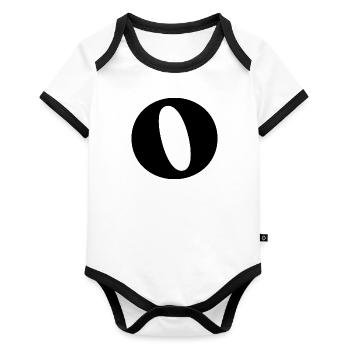 Lettre o - Body Bébé bio contrasté manches courtes - blanc/noir  - Devant