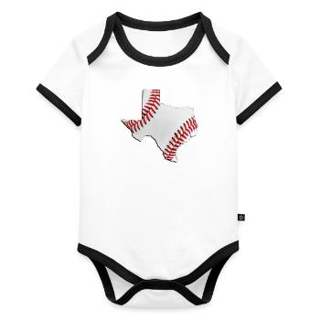 Carte du vrai baseball dans l’État du Texas - Body Bébé bio contrasté manches courtes - blanc/noir  - Devant