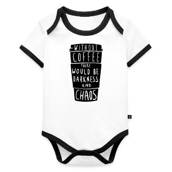 Sans café, tout sombre dans l'obscurité et le chaos - Body Bébé bio contrasté manches courtes - blanc/noir  - Devant