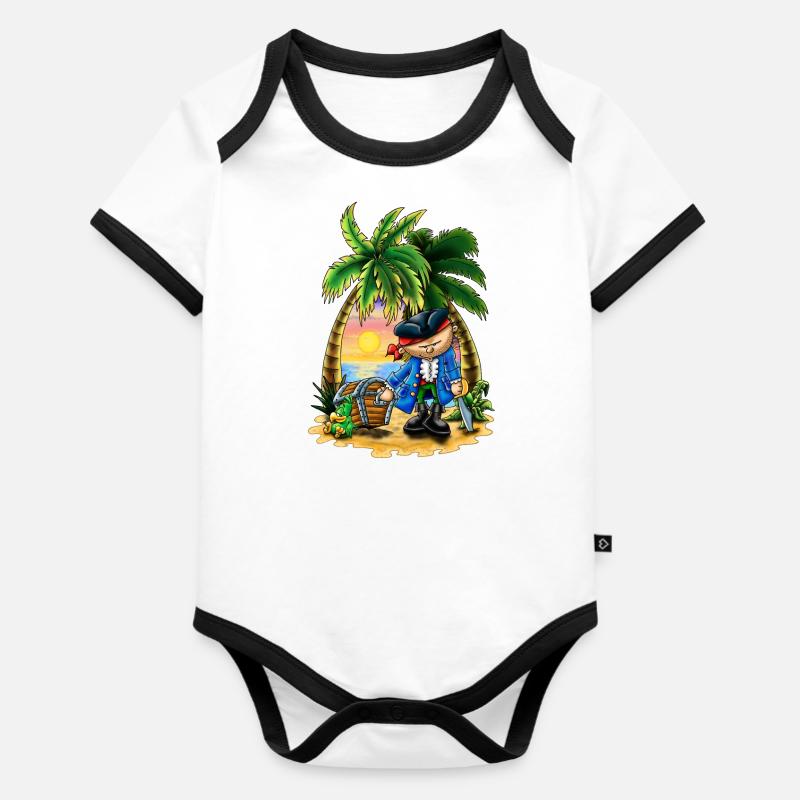 Petit Pirat - Body Bébé bio contrasté manches courtes - blanc/noir