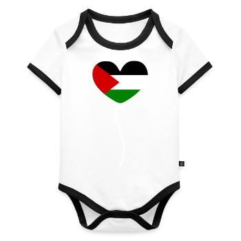 Free palestine - Baby Bio-Kurzarm-Kontrastbody - Weiß/Schwarz  - Vorne