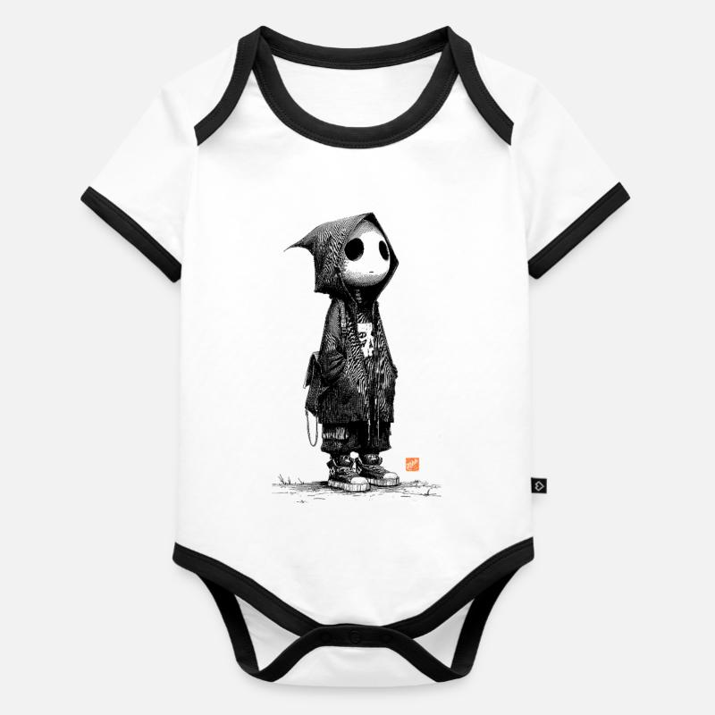 Fantôme Solitaire - Body Bébé bio contrasté manches courtes - blanc/noir 