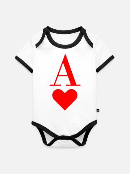 Herz As - Baby Bio-Kurzarm-Kontrastbody - Weiß/Schwarz