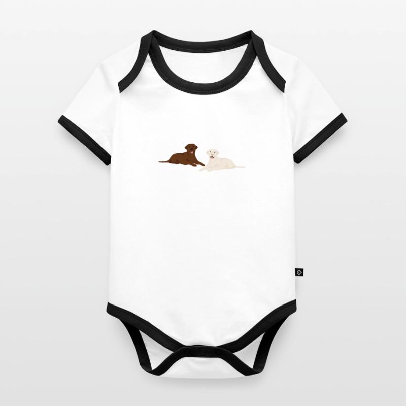 Bloder und brauner Labrador Hund Geschenk Baby Bio-Kurzarm-Kontrastbody