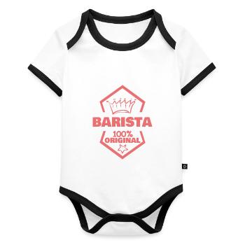 Werk Barista - Baby contrasterend bio-rompertje met korte mouwen - wit/zwart  - Voor