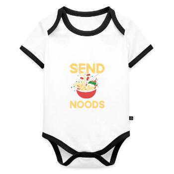 Send funny quote Noodles Ramen Noodle Baseball - Organic Baby Contrasting Bodysuit - white/black  - Front
