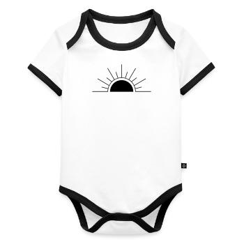Soleil minimaliste. - Body Bébé bio contrasté manches courtes - blanc/noir  - Devant