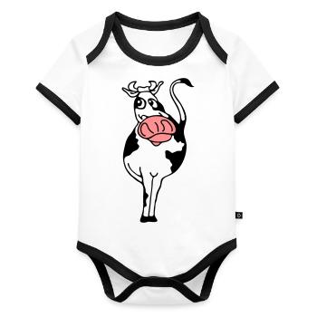 bull - Organic Baby Contrasting Bodysuit - white/black  - Front