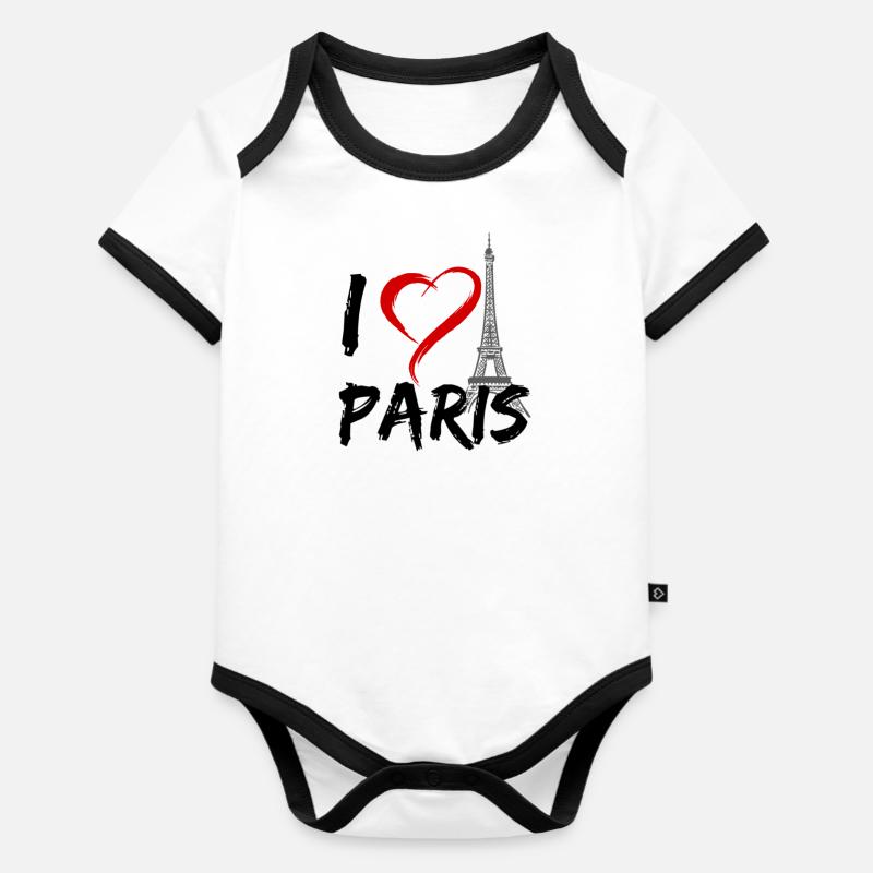 Paris - Body Bébé bio contrasté manches courtes - blanc/noir 