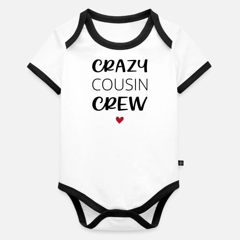 Crazy Cousin Crew / Crew - Baby Bio-Kurzarm-Kontrastbody - Weiß/Schwarz
