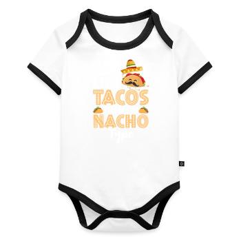 Taco Tortilla Spanish Food Truck - Organic Baby Contrasting Bodysuit - white/black  - Front
