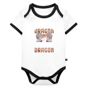 Dragon Wings China Fantasy - Organic Baby Contrasting Bodysuit - white/black  - Front