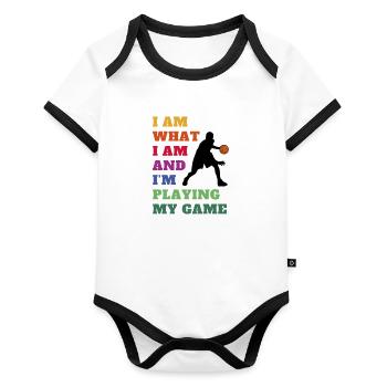 Basketball love. Basketball - My Game, My Game - Organic Baby Contrasting Bodysuit - white/black  - Front