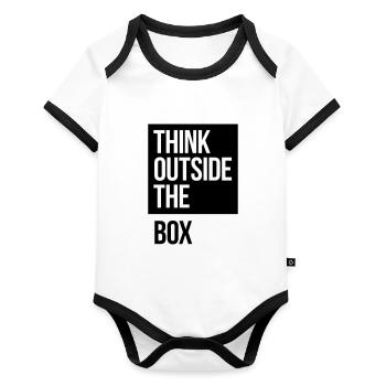 Think Outside The Box - Organic Baby Contrasting Bodysuit - white/black  - Front