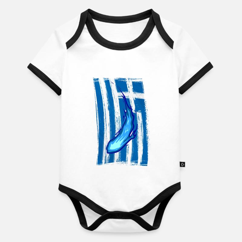 Greece Magic Drapeau Grec - Body Bébé bio contrasté manches courtes - blanc/noir