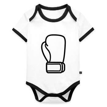 Boxing Glove - Organic Baby Contrasting Bodysuit - white/black  - Front
