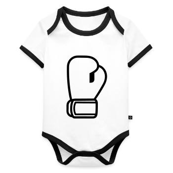 Boxing Glove - Organic Baby Contrasting Bodysuit - white/black  - Front
