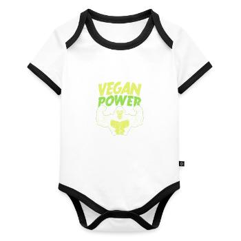 Vegan power - Organic Baby Contrasting Bodysuit - white/black  - Front