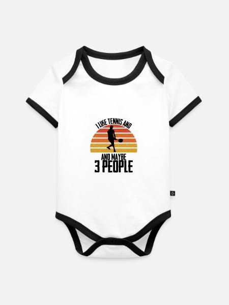 Tennis - Baby Bio-Kurzarm-Kontrastbody - Weiß/Schwarz