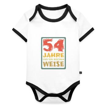 Wisdom 54 - Organic Baby Contrasting Bodysuit - white/black  - Front
