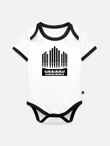 Orgel - Baby Bio-Kurzarm-Kontrastbody - Weiß/Schwarz