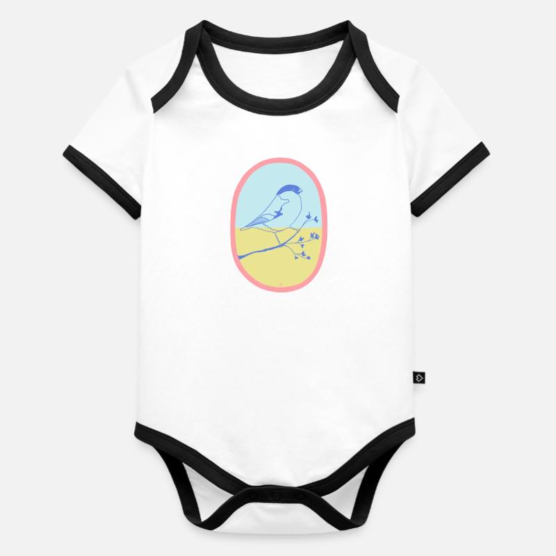 Dompfaff Traum - Baby Bio-Kurzarm-Kontrastbody - Weiß/Schwarz 