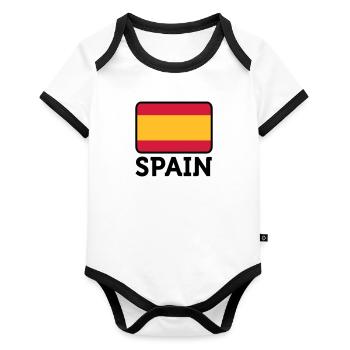 Drapeau national de l Espagne - Body Bébé bio contrasté manches courtes - blanc/noir  - Devant
