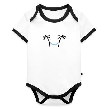hamac de paume 2 - Body Bébé bio contrasté manches courtes - blanc/noir  - Devant