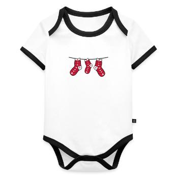 christmas socks - Organic Baby Contrasting Bodysuit - white/black  - Front