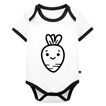 Carotte - Body Bébé bio contrasté manches courtes - blanc/noir  - Devant