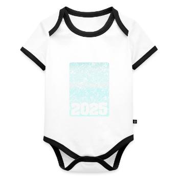 2025 - Baby Bio-Kurzarm-Kontrastbody - Weiß/Schwarz  - Vorne