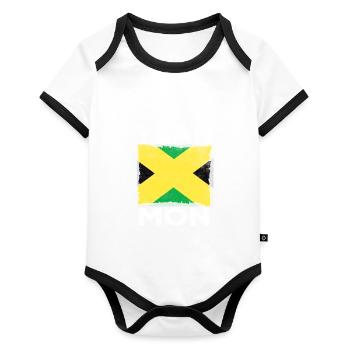 Drapeau de la Jamaïque - Body Bébé bio contrasté manches courtes - blanc/noir  - Devant