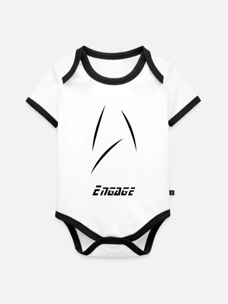 Stern engagieren minimal - Baby Bio-Kurzarm-Kontrastbody - Weiß/Schwarz