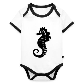 Sea horse - Organic Baby Contrasting Bodysuit - white/black  - Front