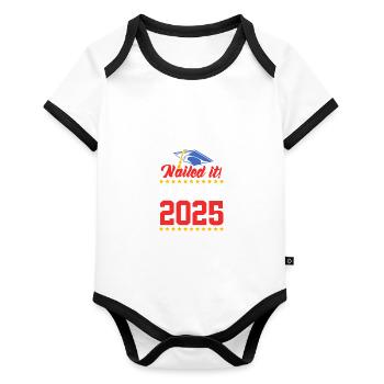 Classe de 2025 Abitur Abiturient Abitur 2025 - Body Bébé bio contrasté manches courtes - blanc/noir  - Devant