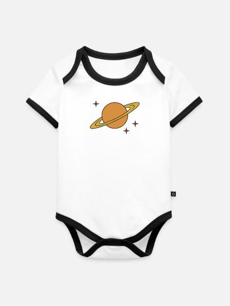 Kosmos - Baby Bio-Kurzarm-Kontrastbody - Weiß/Schwarz