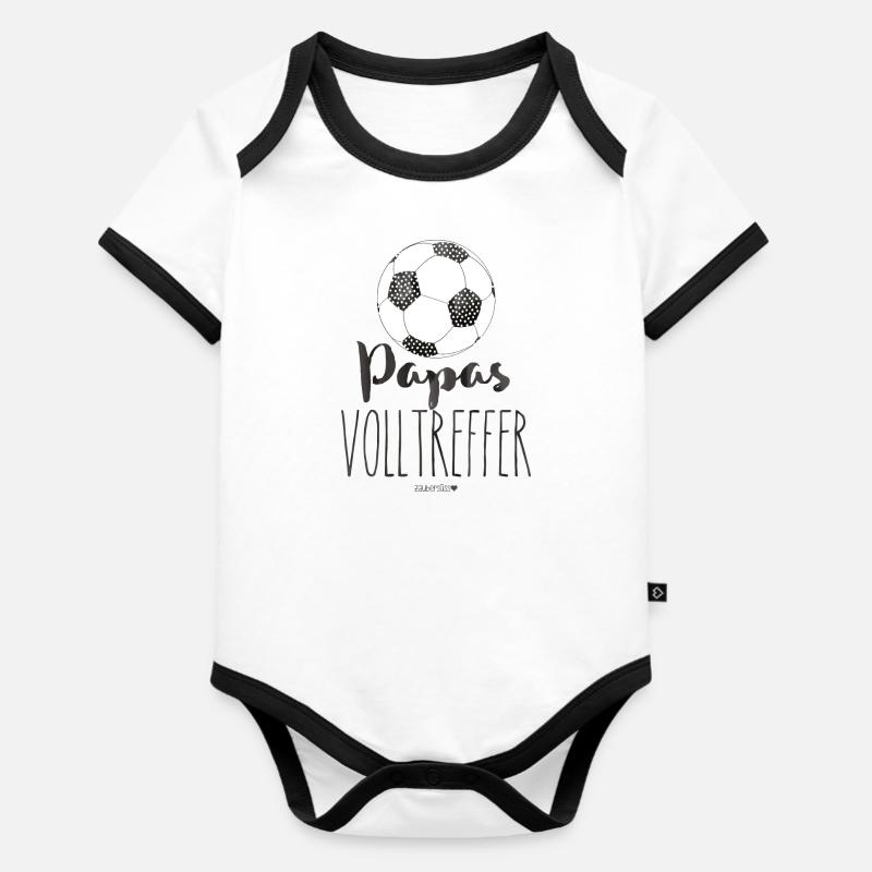 Papas Volltreffer - Baby Bio-Kurzarm-Kontrastbody - Weiß/Schwarz